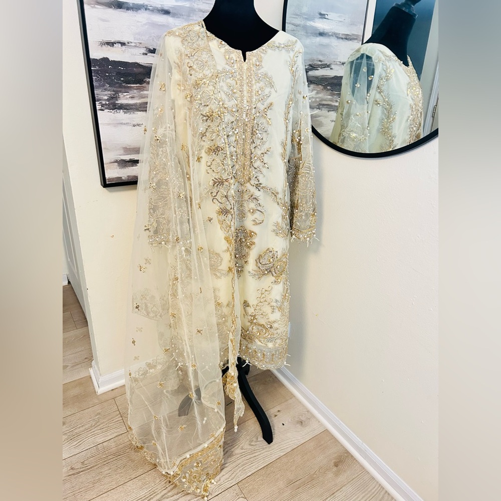 Elegant Gold Embroidered Dress